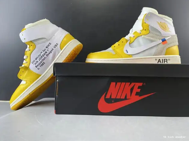 Reps TBK x Powder Air White Yellow-Cone Dark 1 NRG AQ0818-149 Off-White Jordan 0405